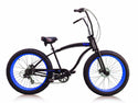 Slugo SS Matte Black with Blue rims fat tire beach cruiser bike