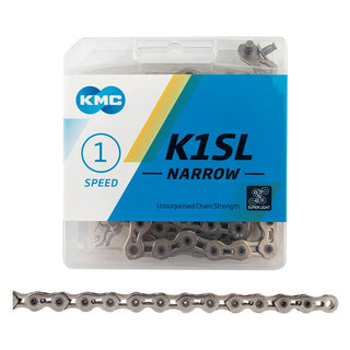 KMC K1SL Narrow Chain, 1sp, 1/2 x 3/32, 100L, Silver