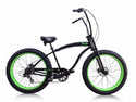 Slugo SS Black with Neon Green Rims Fat Tire Beach Cruiser Bike