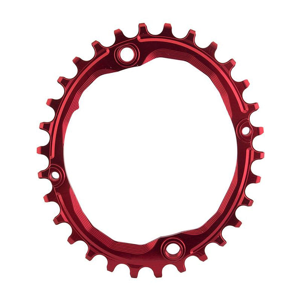AbsoluteBLACK Oval 104 BCD N/W Chainring, 104mm 4-bolt, 30T, Red