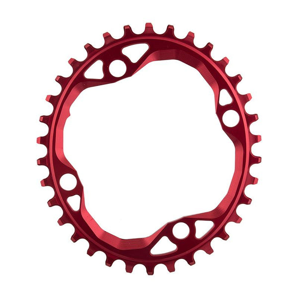 AbsoluteBLACK Oval 104 BCD N/W Chainring, 104mm 4-bolt, 34T, Red