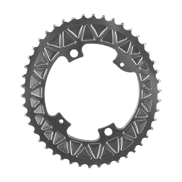 AbsoluteBLACK Oval 110 BCD 9100/8000 2X Chainring, 110mm 4-bolt*, 46T, Grey