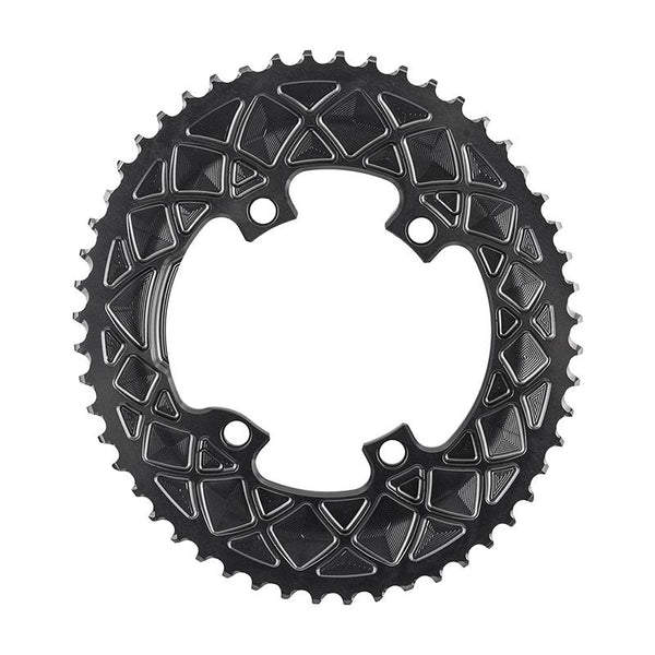 AbsoluteBLACK Oval 110 BCD 9100/8000 2X Chainring, 110mm 4-bolt, 52T, Grey