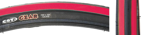 CST Premium Czar Tire, 650CC x 23mm, Wire, Black/Red