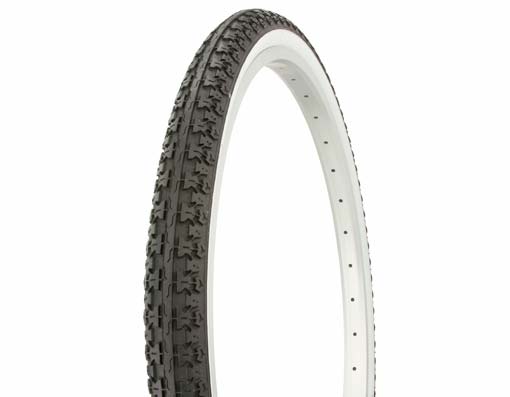Duro MTB-Hybrid Tire, 26” x 1.75”, Low Knobby Tread, Black + White Sidewall