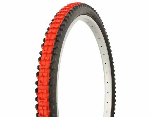 Duro MTB-Hybrid Tire, 26” x 2.10”, Knobby Tread, Red Tread + Black Sidewall