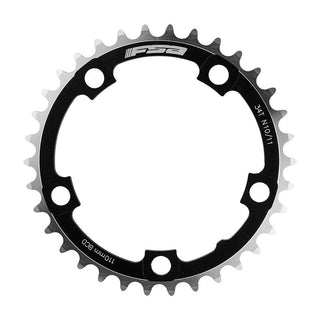 Full Speed Ahead Pro Road Alloy Chainring, 110mm 5-bolt, 34T, Black/Silver
