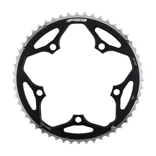 Full Speed Ahead Pro Road Alloy Chainring, 130mm 5-bolt, 52T, Ramped/Pinned, Black/Silver