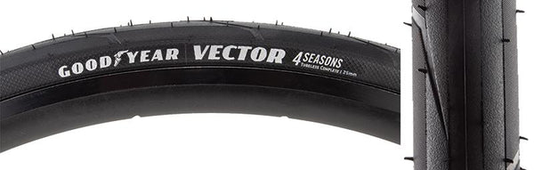 Goodyear Vector Four Seasons Tire, 700C x 25mm, Tubeless Folding, Black