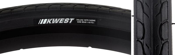 Kenda Kwest Tire, 700C x 25mm, Wire, Black