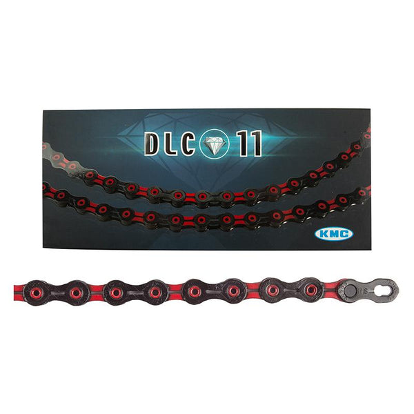 KMC DLC 11 Chain, 11sp, 1/2 x 11/128, 116L, Black/Red