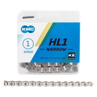 KMC HL1 Narrow Chain, 1sp, 1/2 x 3/32, 100L, Silver