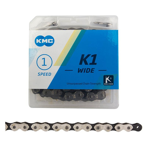 KMC K1-WIDE Chain, 1sp, 1/2 x 1/8, 112L, Silver