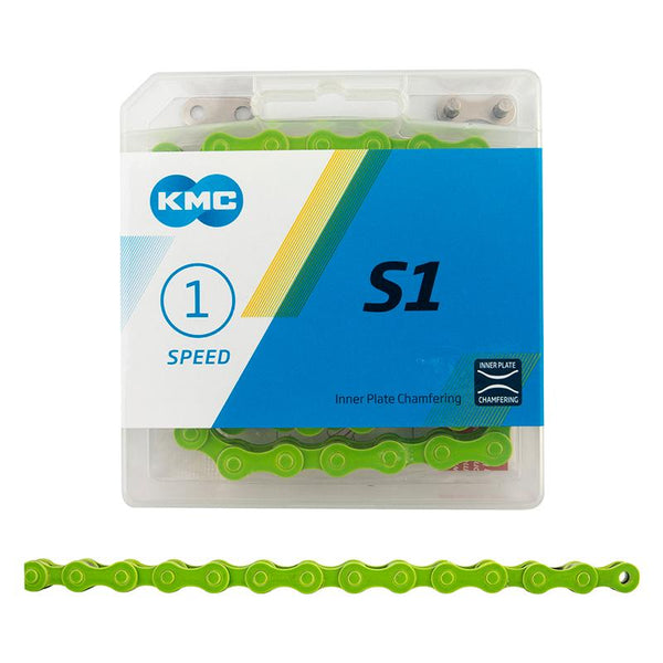 KMC S1 Chain, 1sp, 1/2 x 1/8, 112L, Lime Green