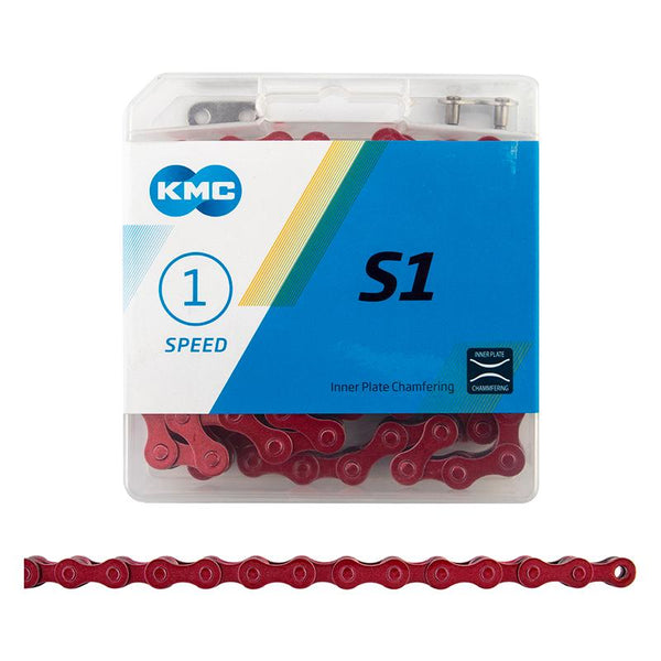KMC S1 Chain, 1sp, 1/2 x 1/8, 112L, Red