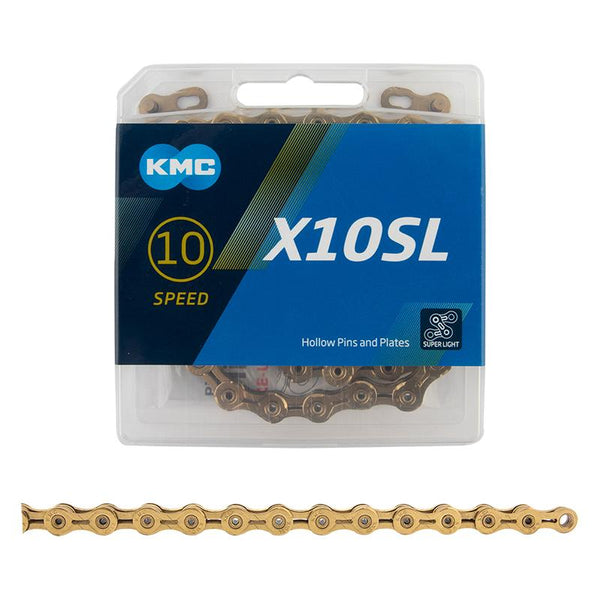 KMC X10SL Chain, 10sp, 1/2 x 3/32, 116L, Gold