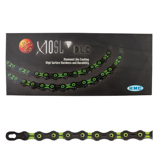 KMC X10SL DLC Chain, 10sp, 1/2 x 11/128, 116L, Black/Green