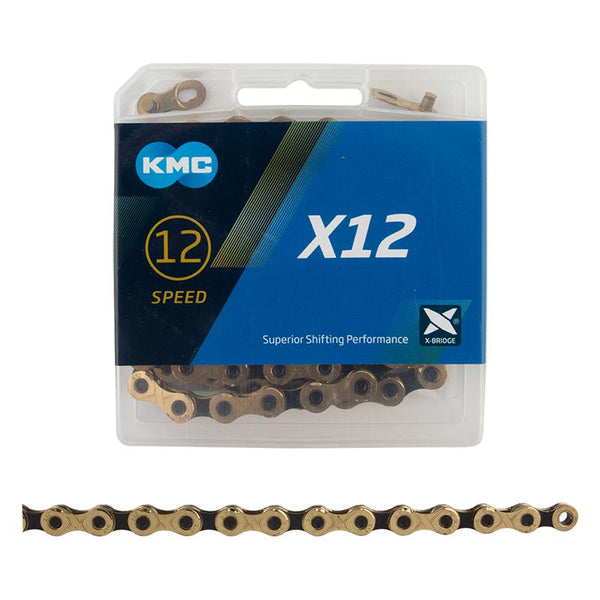 KMC X12 Chain, 12sp, 1/2 x 3/32, 126L, Gold/Black