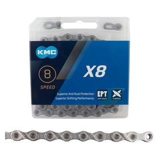 KMC X8 Chain, 6/7/8sp, 1/2 x 3/32, 116L, Silver