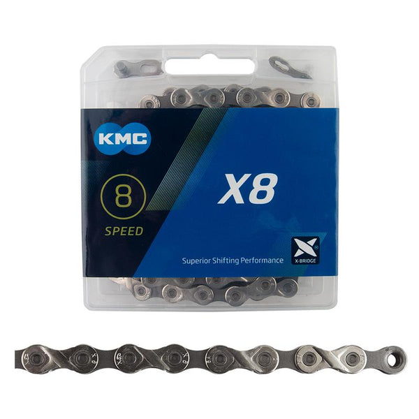 KMC X8.93 Chain, 6/7/8sp, 1/2 x 3/32, 116L, Silver/Dark Silver