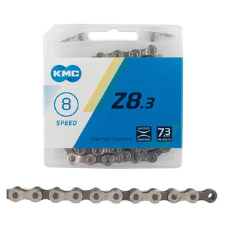 KMC Z8 Chain, 8s, 1/2 x 3/32, 116L, Silver/Grey