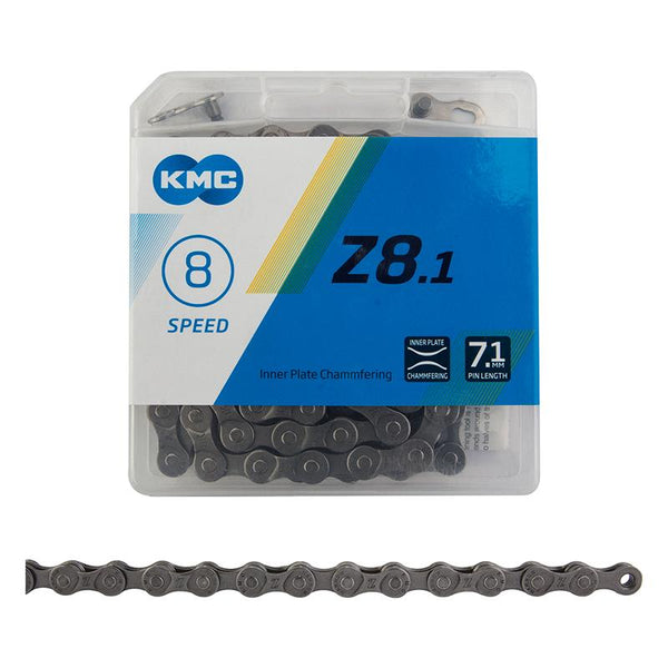 KMC Z8.1 Chain, 6/7/8s, 1/2 x 3/32, 116L, Grey