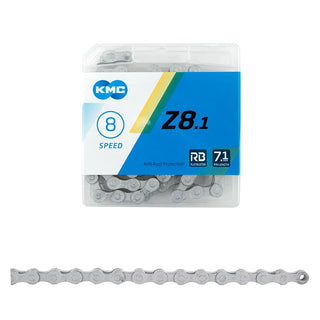 KMC Z8.1 Chain, 6/7/8s, 1/2 x 3/32, 116L, Silver