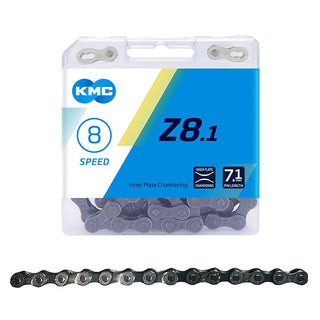 KMC Z8.1 Chain, 6/7/8s, 1/2 x 3/32, 116L, Silver/Grey