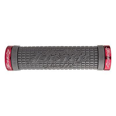 Lizard Skins Peaty Lock On Grips, Graphite w/ Red Clamps