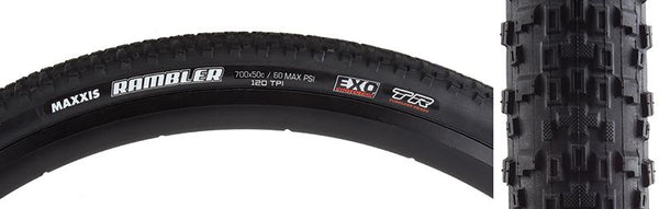 Maxxis Rambler DC/EXO/TR Tire, 700C x 50mm, Tubeless Folding, Black