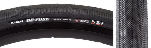 Maxxis Re-Fuse DC/MS/TR Tire, 700C x 40mm, Tubeless Folding, Belted, Black