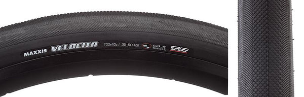 Maxxis Velocita DC/SS/TR Tire, 700C x 40mm, Tubeless Folding, Black