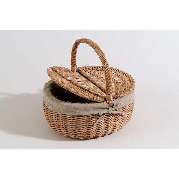 Nantucket Bicycle Basket Co. Steps Beach - Oval Picnic Basket w/ QRS, Natural