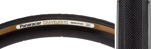 Panaracer Gravel King Slick Tire, 700C x 26mm, Folding, Belted, Black/Brown