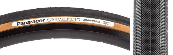Panaracer Gravel King Slick Tire, 700C x 28mm, Folding, Belted, Black/Brown