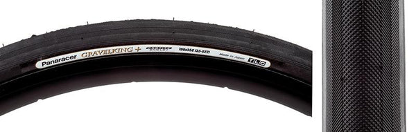Panaracer Gravel King+ Slick Tire, 700C x 35mm, Tubeless Folding, Belted, Black