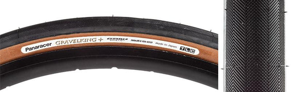 Panaracer Gravel King+ Slick Tire, 700C x 38mm, Tubeless Folding, Belted, Black/Brown