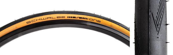 Schwalbe One Raceguard Tire, 700C x 28mm, Tubeless Folding, Belted, Black/Yellow