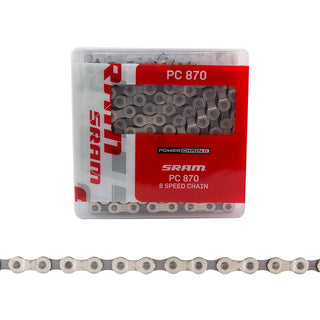 SRAM PC870 Chain, 7/8sp, 1/2 x 3/32, 114L, Silver/Grey