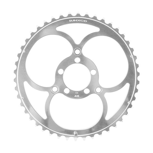 SunXCD 3 Bolt Chainrings, 50/74mm 3-bolt, 46T, Pinned, Polished Silver
