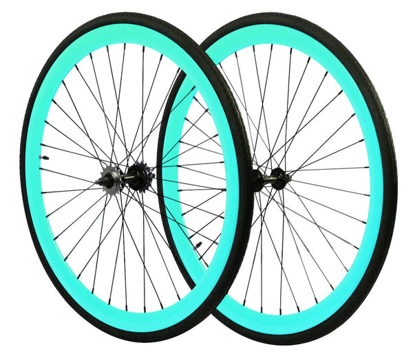 Zycle Fix 45mm Wheel Set for Fixie Bikes - Celeste